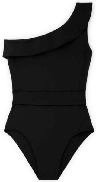 G. Label ONE-SHOULDER BELTED ONE-PIECE