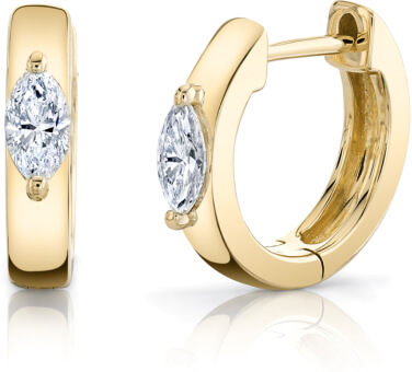 Anita Ko 18-Karat Yellow Gold Huggies with Marquis Diamonds