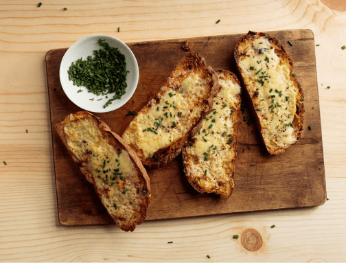 cheddar and horseradish tartines